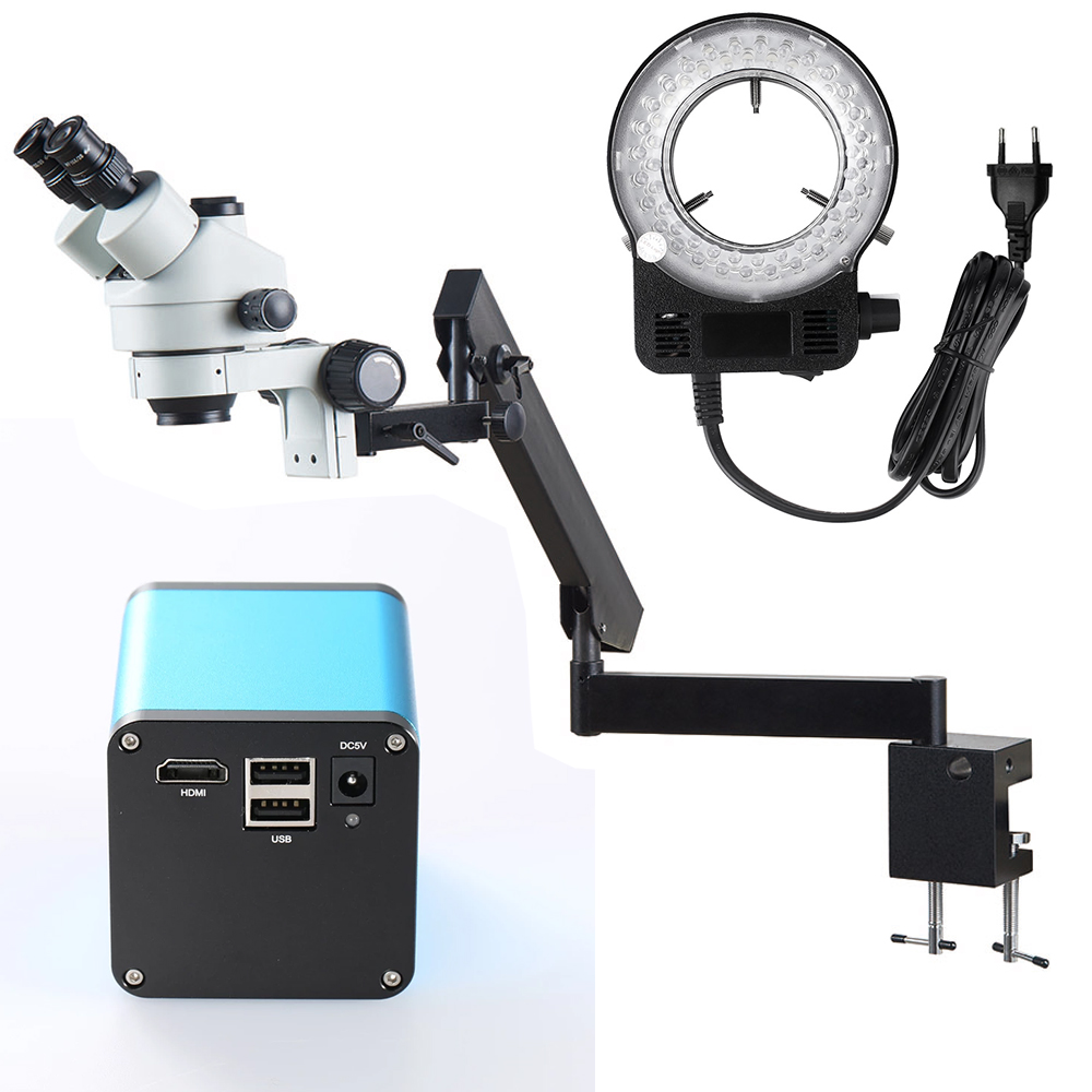 Trinocular Stereo Microscope 7X-45X - 調整可能な関節式アーム折りたたみジョイントクランプコネクター 7X-45x 三眼実体顕微鏡 デジタルマイクロスコープ ステレオマイクロスコープ