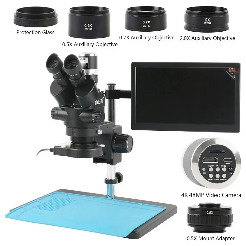 シミュル焦点三眼実体顕微鏡 3.5倍 7倍 45倍 90倍  - Trinocular Stereo Microscope 7X-45X のレビューと価格