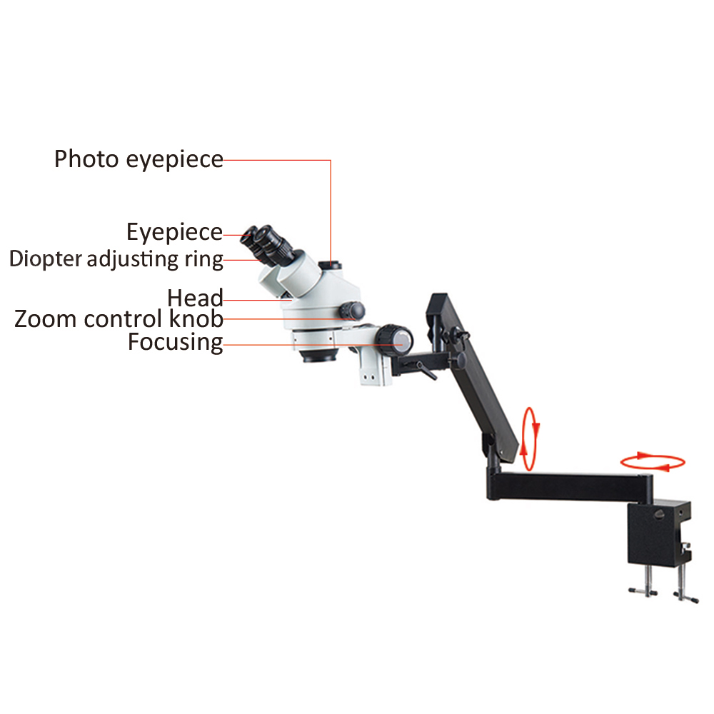 調整可能な関節式アーム折りたたみジョイントクランプコネクター - Trinocular Stereo Microscope 7X-45X のレビューと価格