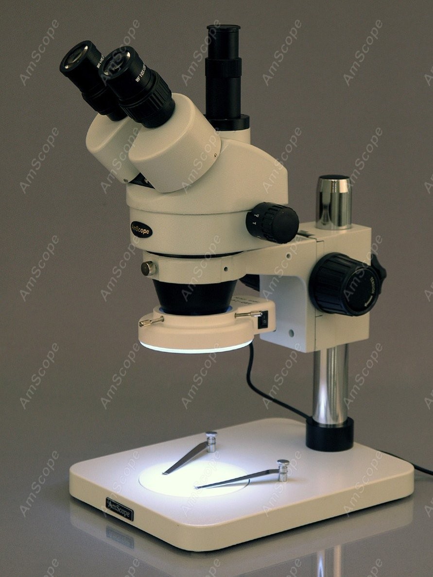 AmScope 三眼ズームステレオ顕微鏡 7X-45X +  - Trinocular Stereo Microscope 7X-45X のレビューと価格